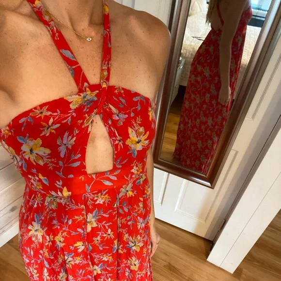 alia bhatt royal blue dress Rudie Bustier Maxi Dress M / SKY FLORAL